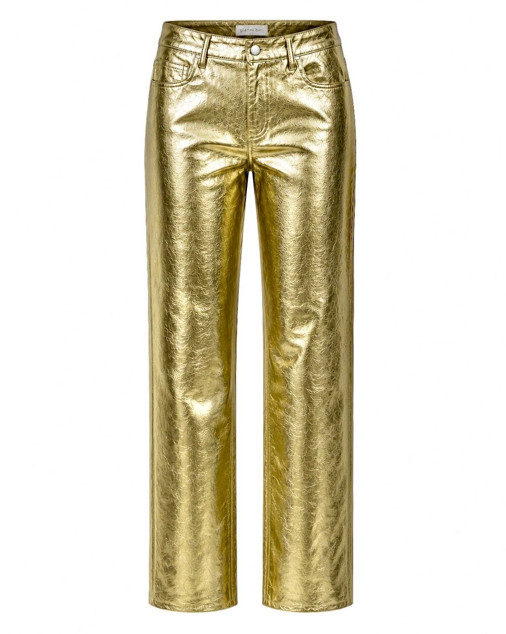 Gianni Bini Tatania Glam Rock Indie Straight Leg Metallic Gold Jeans 27 New